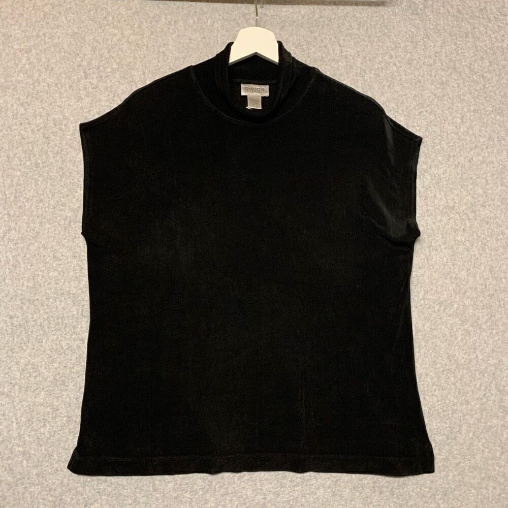 Chicos travelers womens XL black slinky cap sleeve lagenlook minimalist office